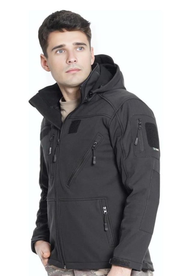 Çapraz Cepli Askeri Tactical Softshell Polar Mont (SİYAH-3XL)
