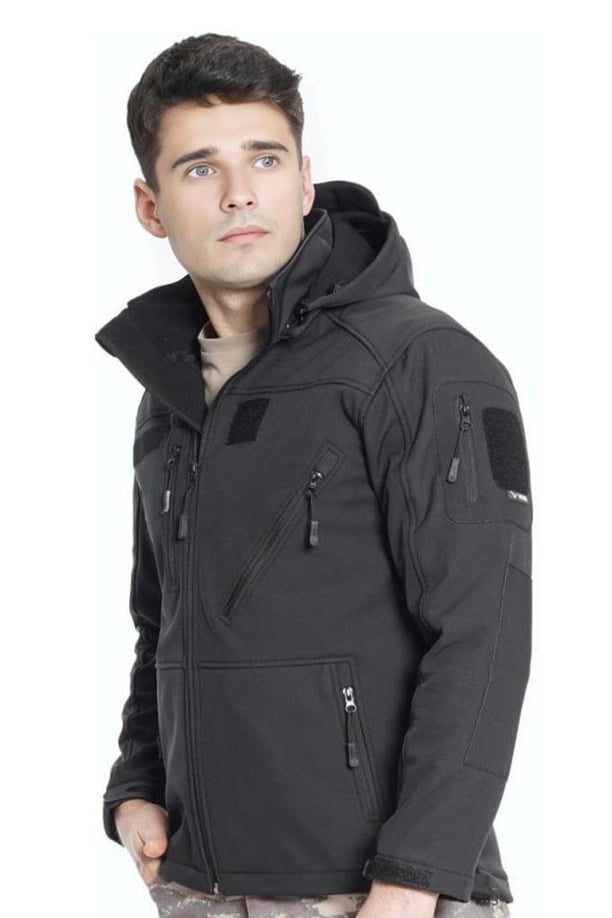 Çapraz Cepli Askeri Tactical Softshell Polar Mont (SİYAH-XL)