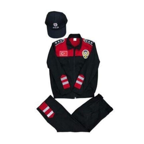 Kız&Erkek Çocuk Polis Kıyafeti (Şapka, Gömlek, Pantolon Takımı) Yeni Model (KIRMIZI-6)