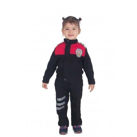 Kız&Erkek Çocuk Polis Kıyafeti (Şapka, Gömlek, Pantolon Takımı) Yeni Model (KIRMIZI-8)