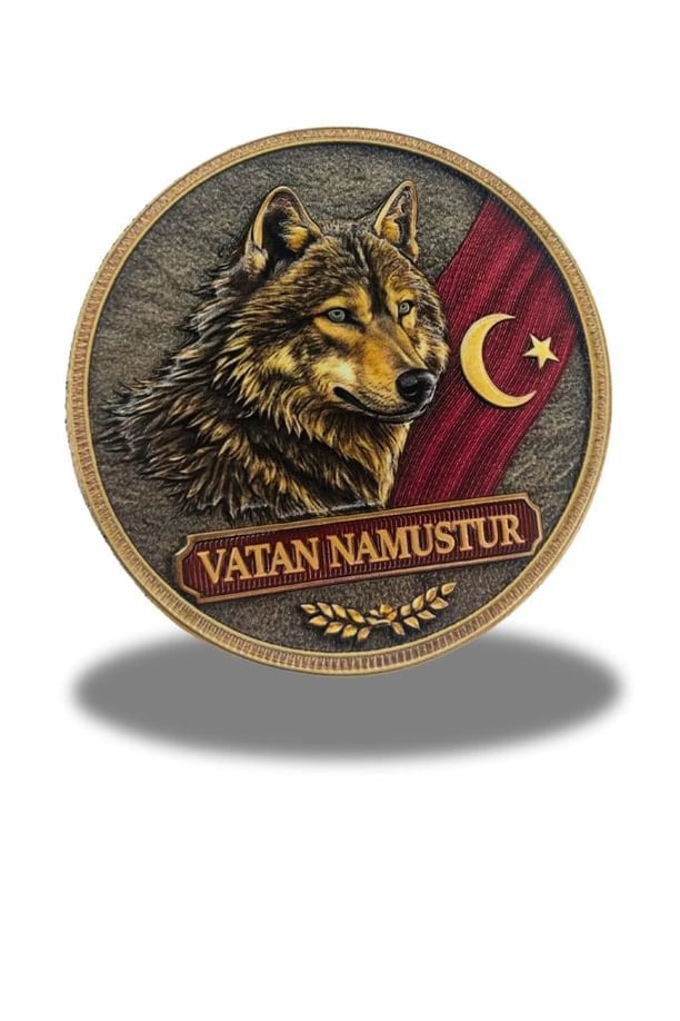Kurt Başlı Cırtlı Plastik Arma Patch 9.5 cm Vatan Namustur 3D