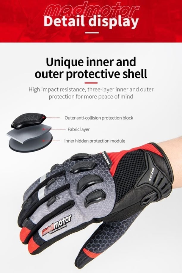 Madmotor MT-21 Protection Taktik Motosiklet Eldiveni Dokunmatik Kaymaz Korumalı Erkek Eldiveni