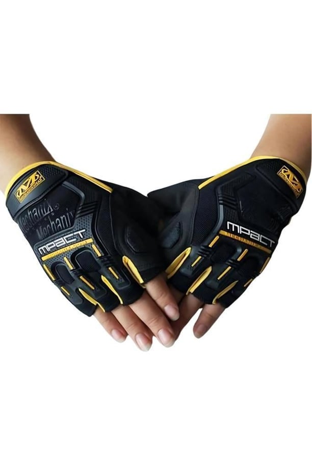 Mechanix Yarım Parmak Eldiven- Taktik Destekli Kadın&Erkek unisex Eldiven (SARI-XL)