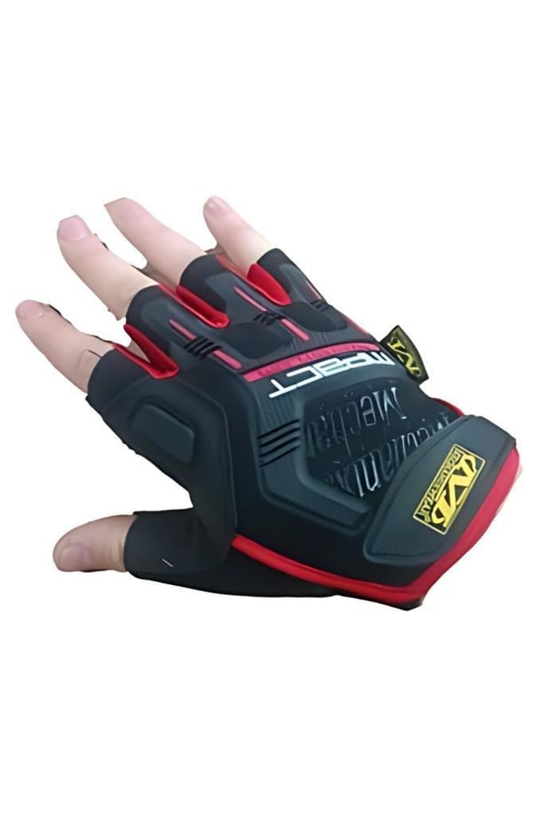 Mechanix Yarım Parmak Eldiven- Taktik Destekli Kadın&Erkek unisex Eldiven (KIRMIZI-XL)