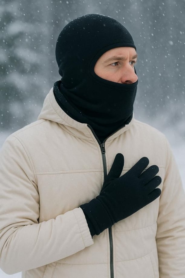 Polar Bere Eldiven Boyunluk ve Kar Maskesi - Siyah