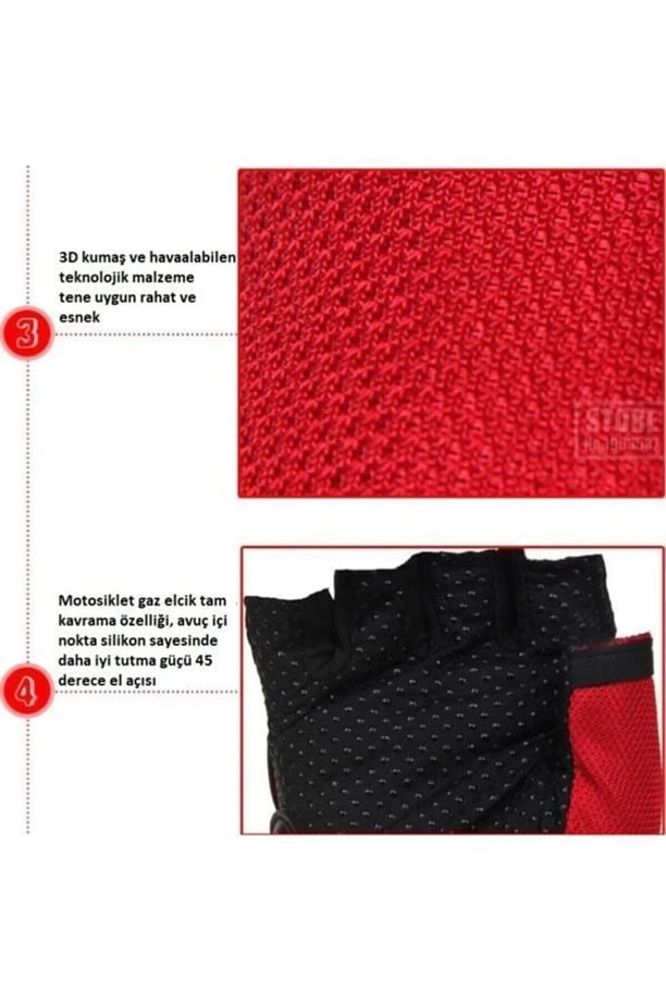 PRO BIKER DARBELİ YARIM PARMAK BEDENLİ (KIRMIZI-2XL)