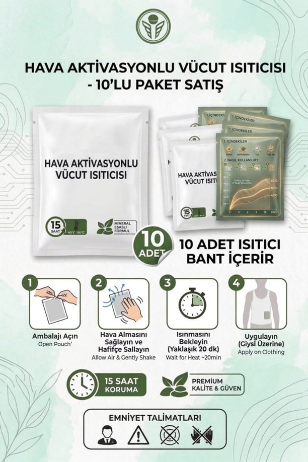 Single Sword 10 Lu Paket Hava Aktivasyonlu Vücut Isıtıcı Bant Cep Sobası 15 Saat Etkili