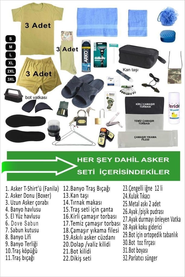 Single Sword 38 Parça Acemi Bedelli Asker Seti 3 Lü Set