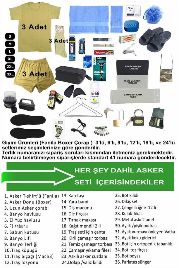 Single Sword 38 Parça Acemi Bedelli Asker Seti 3 Lü Set