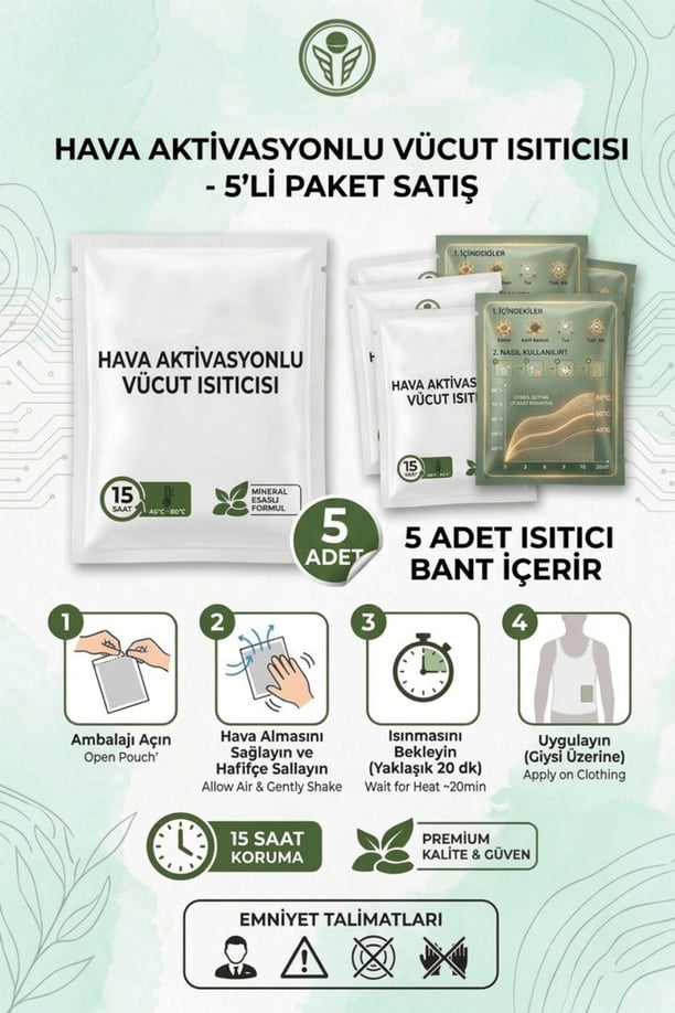 Single Sword 5 Lİ Paket Aktivasyonlu Vücut Isıtıcı Bant Cep Sobası 15 Saat Etkili