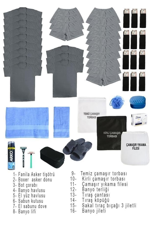 Single Sword 58 Parça Ekonomik Temel Acemi Bedelli Havacı Asker Seti 15 Li