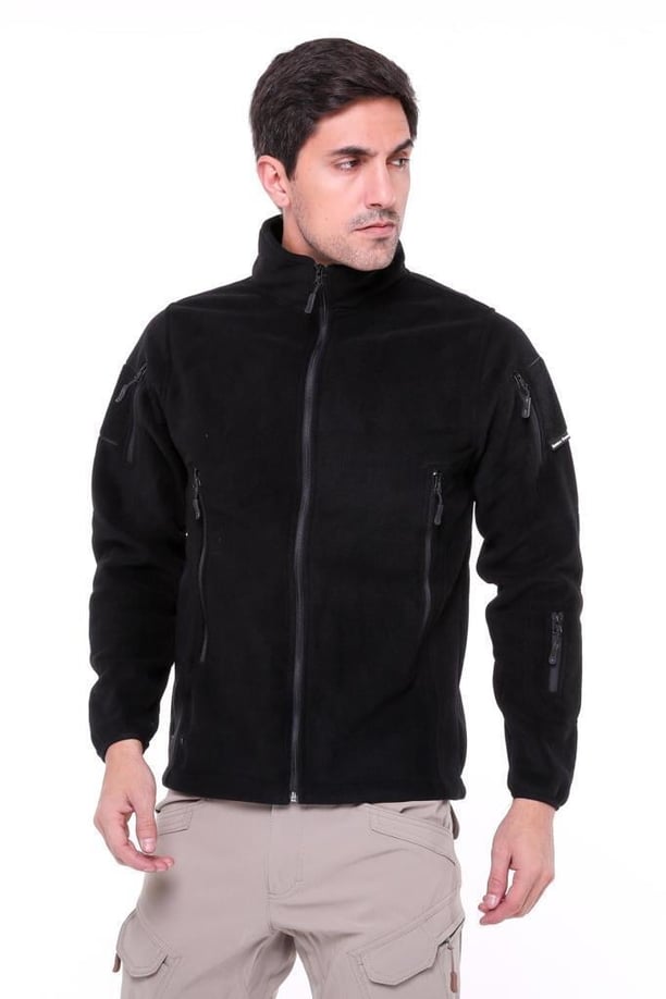 Single Sword Askeri ve Outdoor Erkek&Kadın Taktik Polar Mont-Hırka-Ceket (SİYAH-2XL)