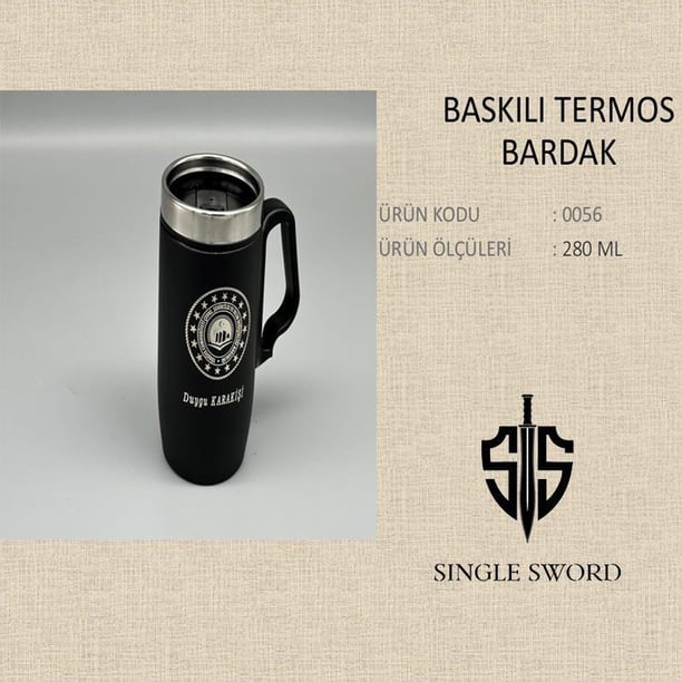 Single Sword Baskı Yapılabilen Bardak Termos