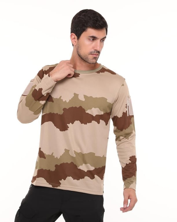 Single Sword Bisiklet Yaka Kamuflaj Desen Pamuklu Erkek T-Shirt (Ç.KAMUFLAJ-2XL)