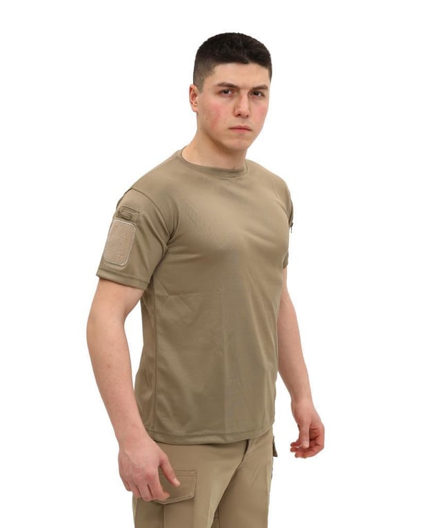 Single Sword Bisiklet Yaka Kısa Kol Taktik T-shirt (BEJ-S)