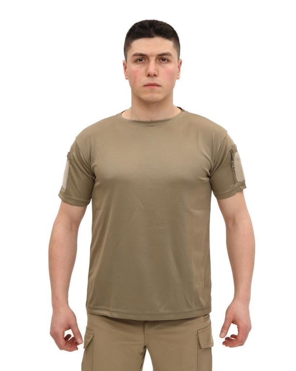 Single Sword Bisiklet Yaka Kısa Kol Taktik T-shirt (BEJ-M)