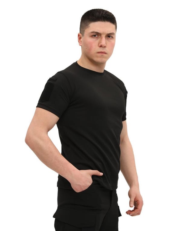 Single Sword Bisiklet Yaka Kısa Kol Taktik T-shirt (SİYAH-M)