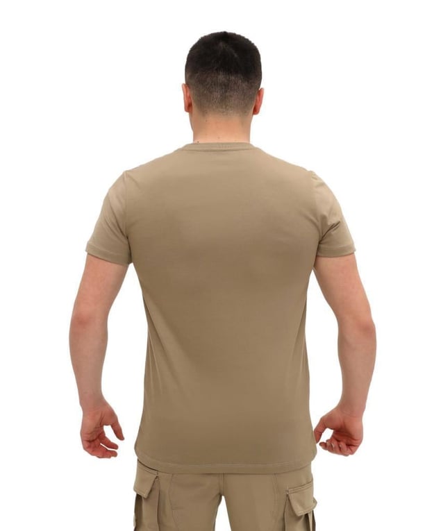 Single Sword Bisiklet Yaka Kısa Kollu Baskılı Kadın&Erkek T-Shirt (BEJ-2XL)