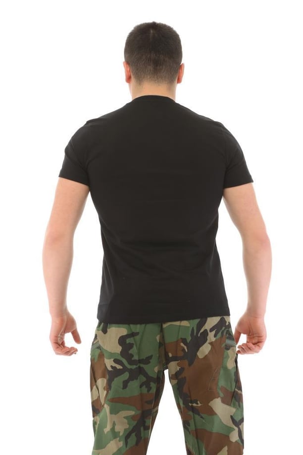 Single Sword Bisiklet Yaka Kısa Kollu Baskılı Kadın&Erkek T-Shirt (SİYAH-L)