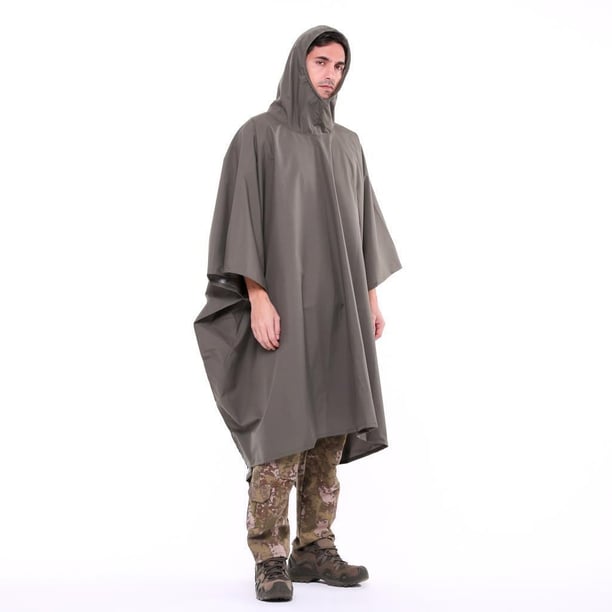 Single Sword Çantalı Su Geçirmez Askeri Kadın&Erkek Panço Yağmurluk, Kamuflaj (HAKİ-XXS)