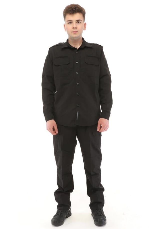 Single Sword Erkek&Kadın Outdoor Taktik Gömlek Pantolon İkili Takım (SİYAH-4XL)