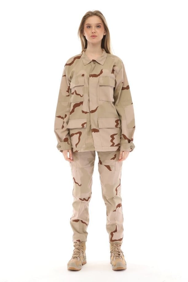 Single Sword Erkek&Kadın Outdoor Taktik Gömlek Pantolon İkili Takım (BEJ_KAMUFLAJ-S)
