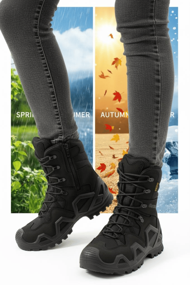 Single Sword Fermuarlı Outdoor Kadın&Erkek Taktik Askeri Bot ve Postal 4 Mevsim SS602 (SİYAH-42)