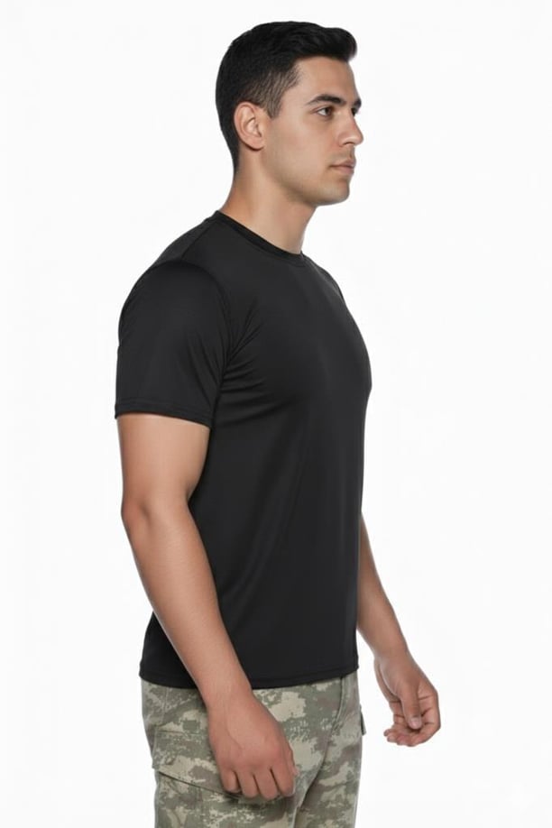 Single Sword Kısa Kol Microfiber T-Shirt Askeri ve Outdoor Microfiber Üst İçlik Fanila Tişört (SİYAH-L)