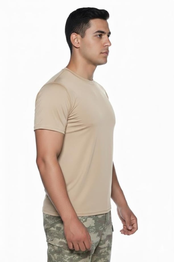 Single Sword Kısa Kol Microfiber T-Shirt Askeri ve Outdoor Microfiber Üst İçlik Fanila Tişört (BEJ-L)