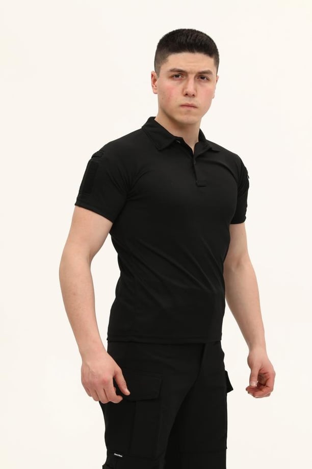 Single Sword Kısa Kollu Taktik  Polo Yaka Tişört (SİYAH-3XL)