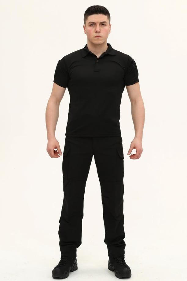 Single Sword Kısa Kollu Taktik  Polo Yaka Tişört (SİYAH-3XL)