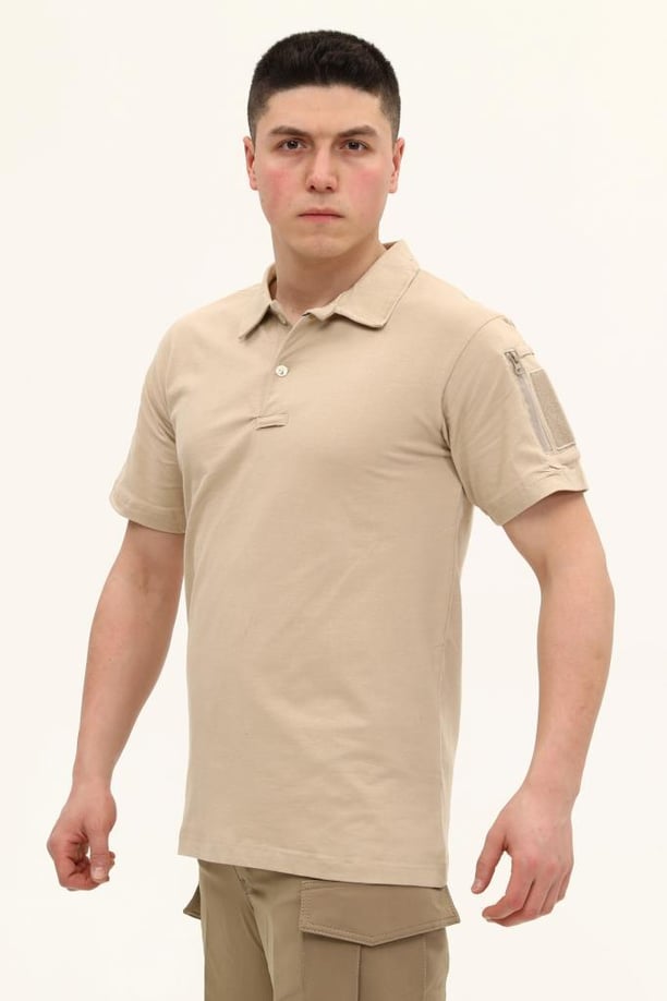 Single Sword Kısa Kollu Taktik  Polo Yaka Tişört (AÇIK BEJ-3XL)
