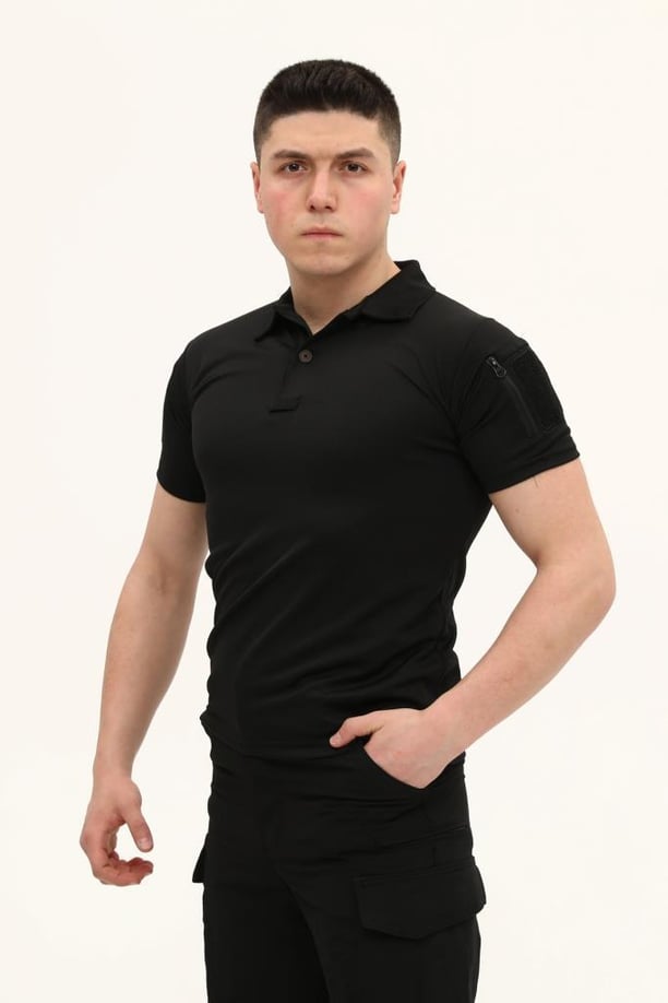 Single Sword Kısa Kollu Taktik  Polo Yaka Tişört (SİYAH-3XL)