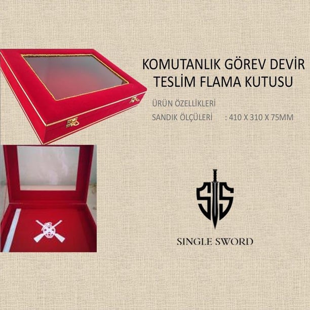 Single Sword Komutanlık Görev Devir Teslim Flama Kutusu