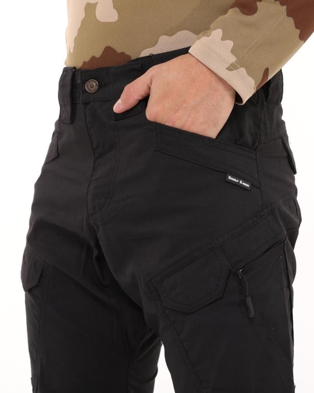 Single Sword Likralı Rahat Kadın&Erkek Outdoor Taktik Pantolon (SİYAH-30)