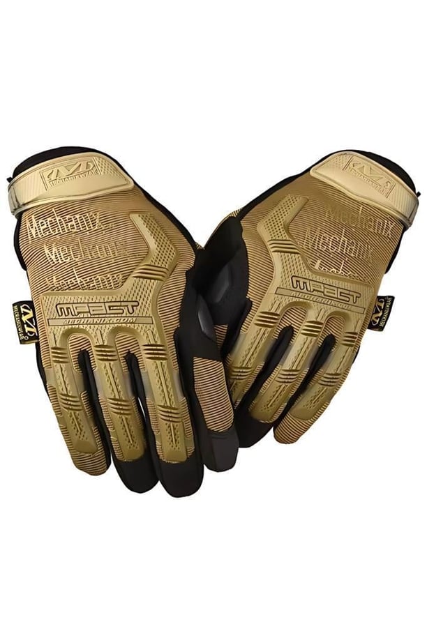 Single Sword Mechanix Tam Parmak Taktik Eldiven, Darbe Emici İş Eldiveni, Dokunmatik Özellikli Motosiklet&Spor Eldiveni, Unisex (BEJ-M)
