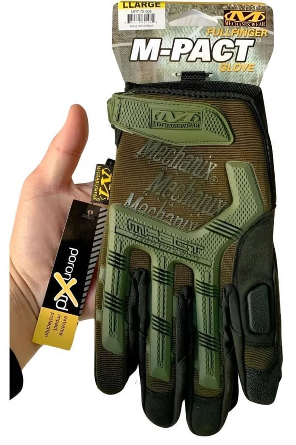Single Sword Mechanix Tam Parmak Taktik Eldiven, Darbe Emici İş Eldiveni, Dokunmatik Özellikli Motosiklet&Spor Eldiveni, Unisex (HAKİ-L)
