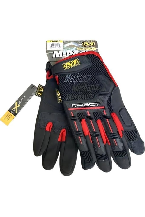 Single Sword Mechanix Tam Parmak Taktik Eldiven, Darbe Emici İş Eldiveni, Dokunmatik Özellikli Motosiklet&Spor Eldiveni, Unisex (KIRMIZI-L)