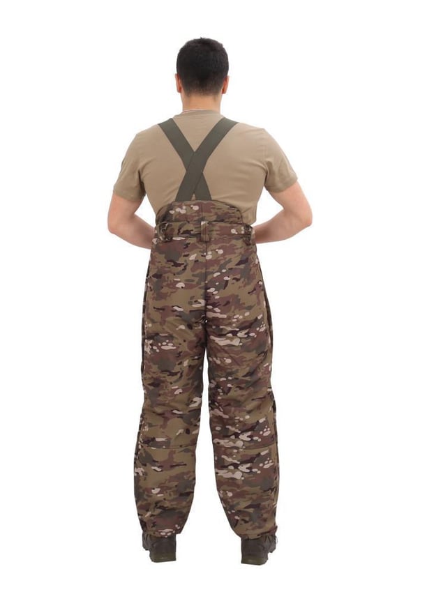 Single Sword Outdoor Softshell Su Geçirmez Kışlık Erkek Pantolon (Salopet Askılı), Kamuflaj Renk (MULTİCAM-S)
