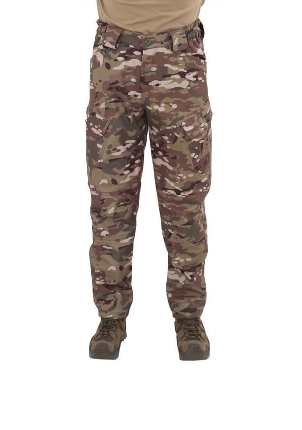 Single Sword Outdoor Softshell Su&Rüzgar  Geçirmez Taktik Erkek Pantolon (İçi Polarlı) (MULTİCAM-3XL)