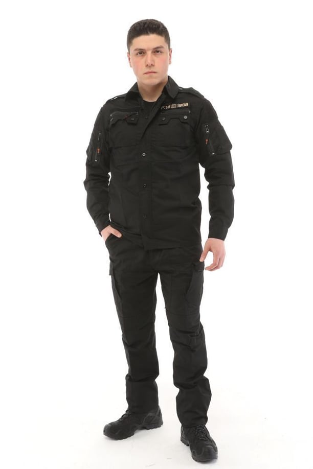 Single Sword Outdoor Unisex Kışlık Gömlek&Pantolon Alt Üst Takım (SİYAH-L)