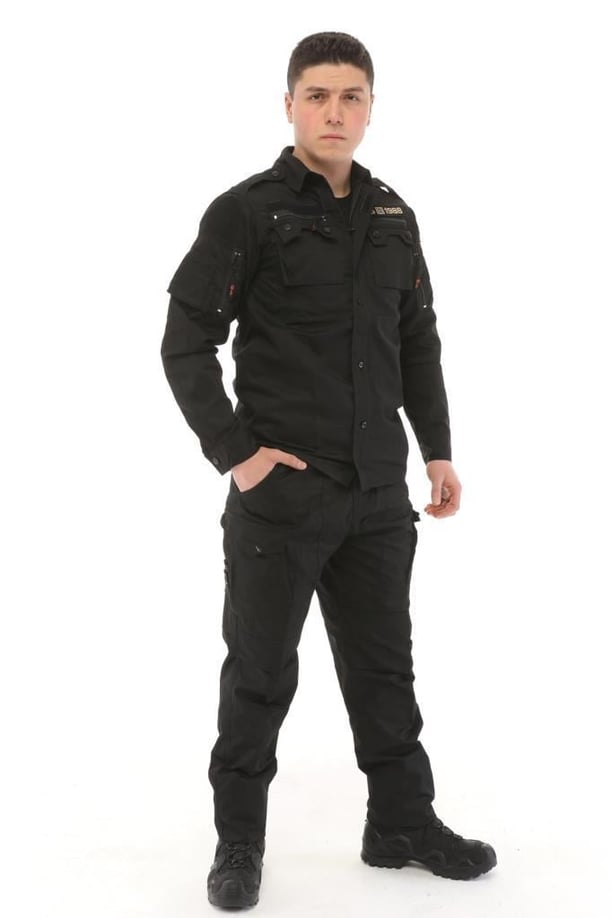 Single Sword Outdoor Unisex Kışlık Gömlek&Pantolon Alt Üst Takım (SİYAH-M)