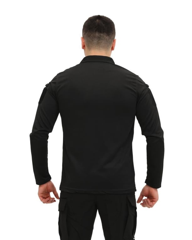 Single Sword Polo Yaka Uzun Kol Taktik T-Shirt (SİYAH-3XL)