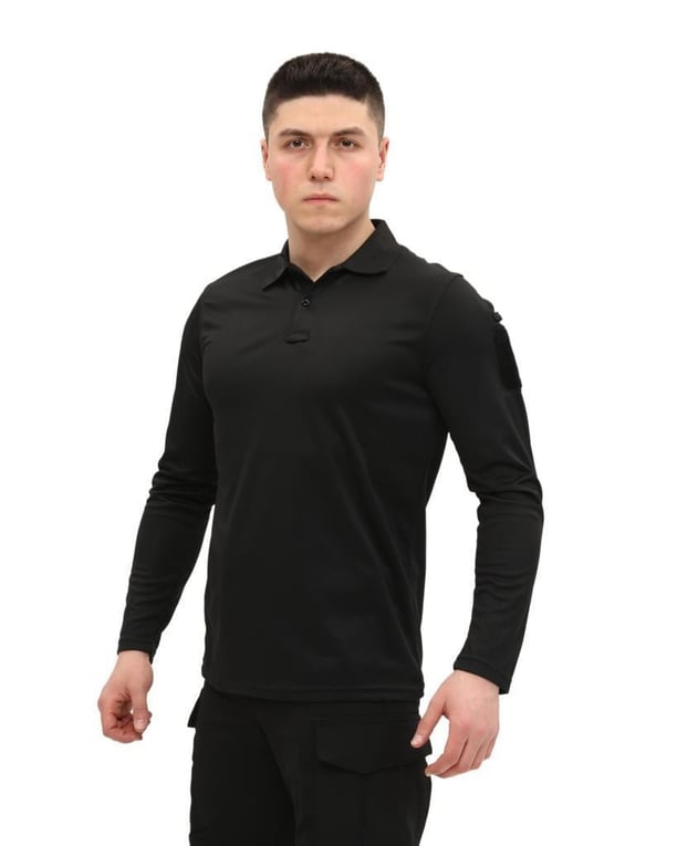 Single Sword Polo Yaka Uzun Kol Taktik T-Shirt (SİYAH-2XL)