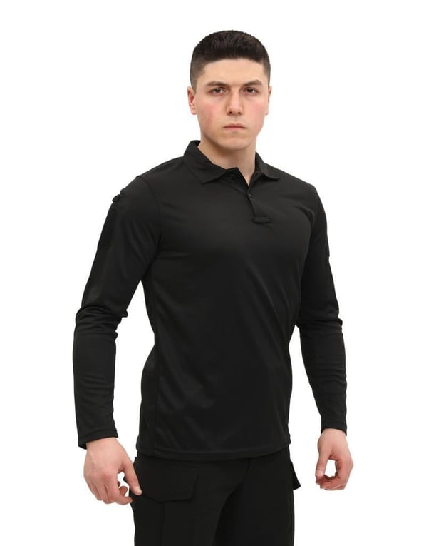 Single Sword Polo Yaka Uzun Kol Taktik T-Shirt (SİYAH-2XL)