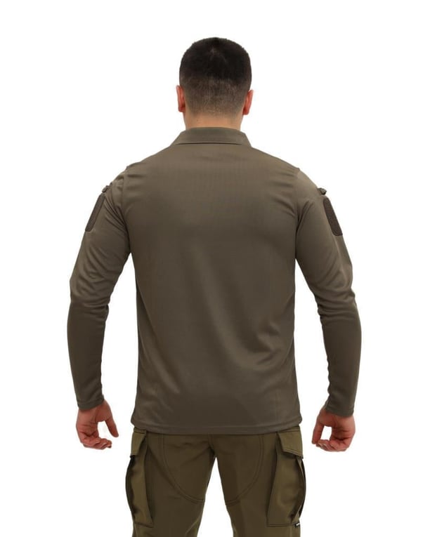 Single Sword Polo Yaka Uzun Kol Taktik T-Shirt (HAKİ-S)