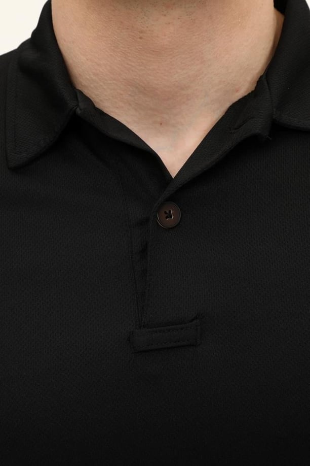 Single Sword Regular Fit Polo Yaka Kısa Kollu Erkek Tişört (SİYAH-S)