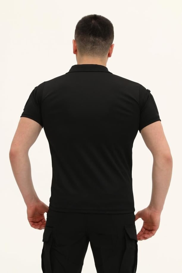 Single Sword Regular Fit Polo Yaka Kısa Kollu Erkek Tişört (SİYAH-S)