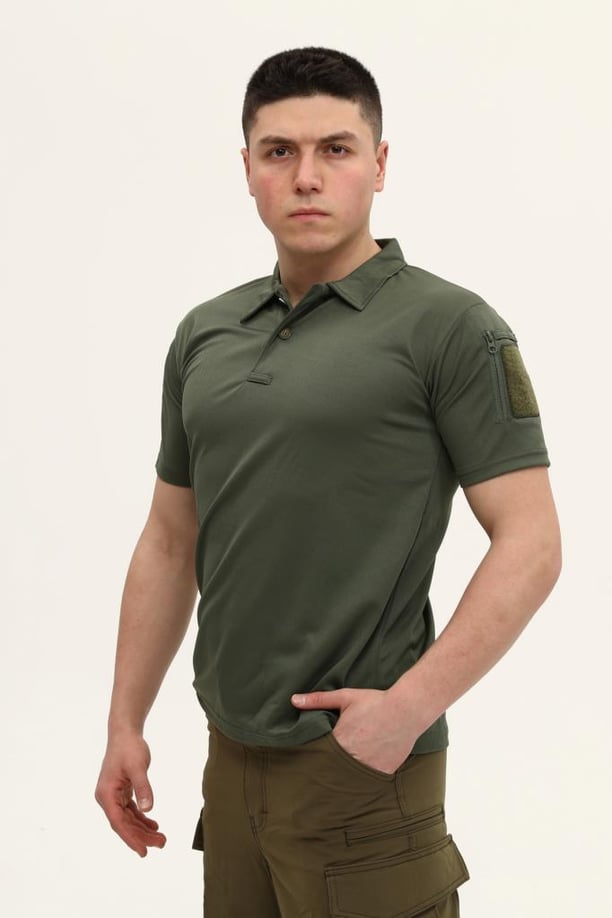 Single Sword Regular Fit Polo Yaka Kısa Kollu Erkek Tişört (HAKİ-2XL)