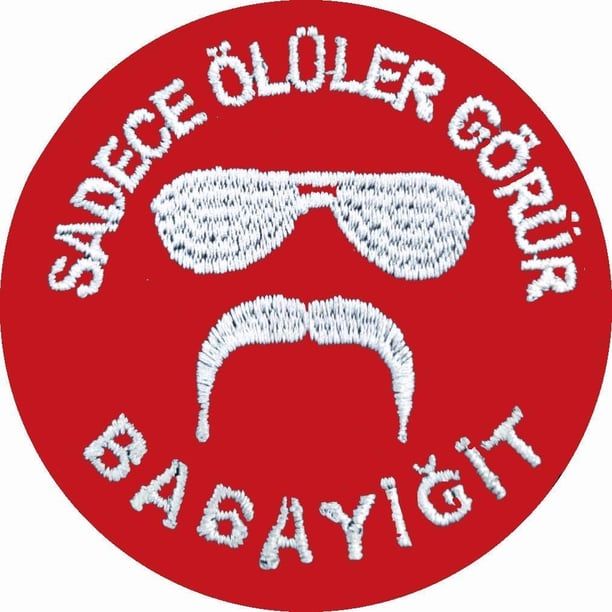 Single Sword ''SADECE ÖLÜLER GÖRÜR BABAYİĞİT'' Yazılı Cırtlı Nakış Arma, Patch, Peç Model